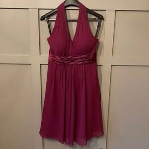 Bill Levkoff Chiffon Short Halter Bridsmaid Dress Style 567 Cranberry Size 10